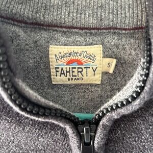 Faherty Mens Cotton Cashmere Quarter Zip Sweater Charcoal Grey Heather Small